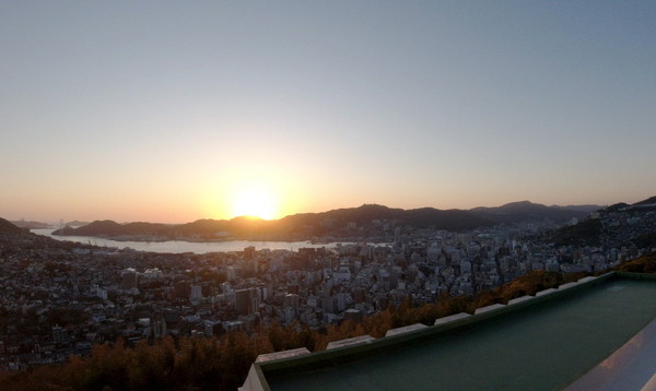 長崎の風景と夕日