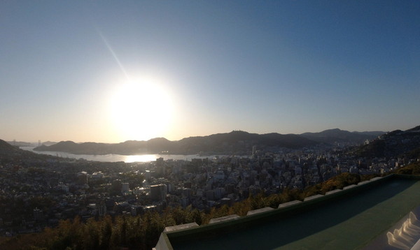 長崎の風景と日の入り